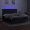 Exclusive House - Bed Slatted Base and Mattress and LED Black 180x200 Cm Fabric