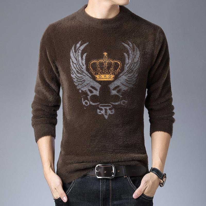 

Свитер из искусственного норкового бархата с полуворотом для мужчин на осень и зиму, утолщенная верхняя одежда, свободный ленивый стиль, свитер с длинными рукавами 3XL