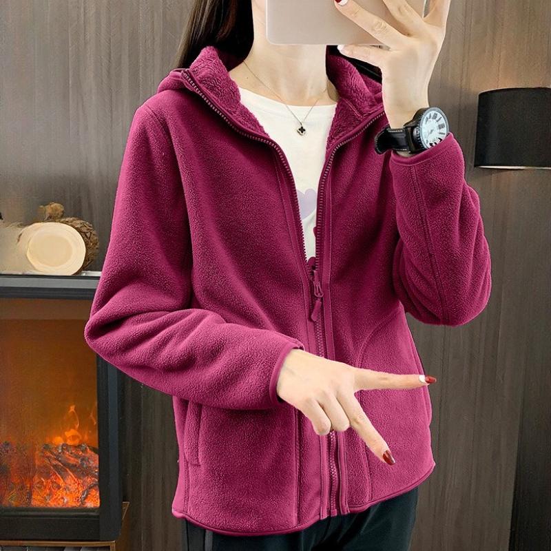 Autumn and Winter Coral Fleece Hooded Fleece Fleece Fleece Jacket Women's Warm Thickened Outdoor Jacket Liner