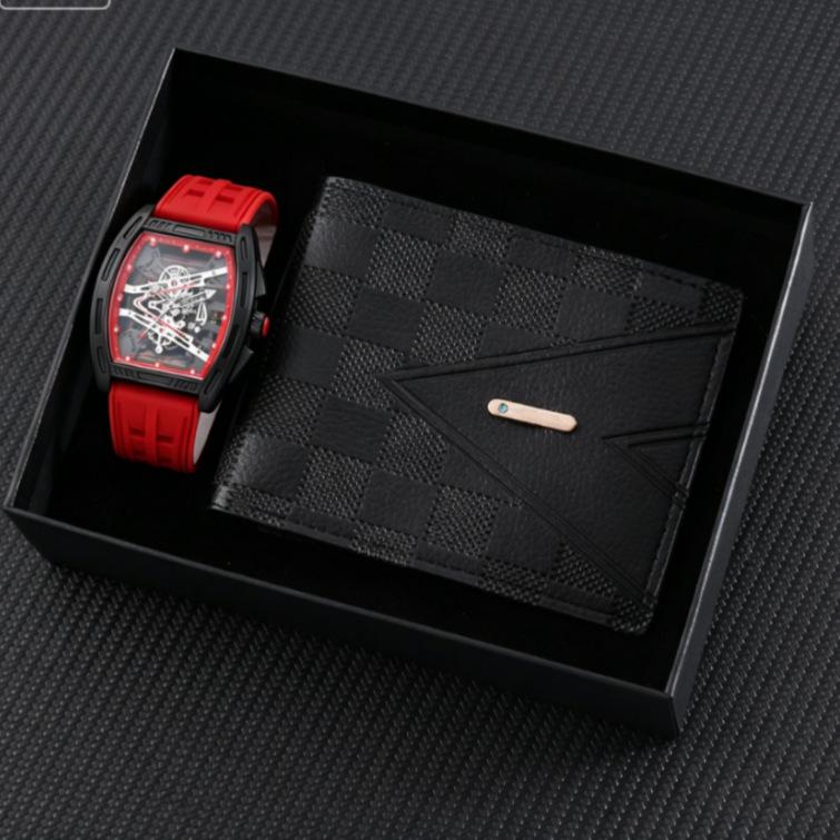 Geneva Men's Steel Band Fashion Calendar Wristwatch - Bestseller Personalized Business Set