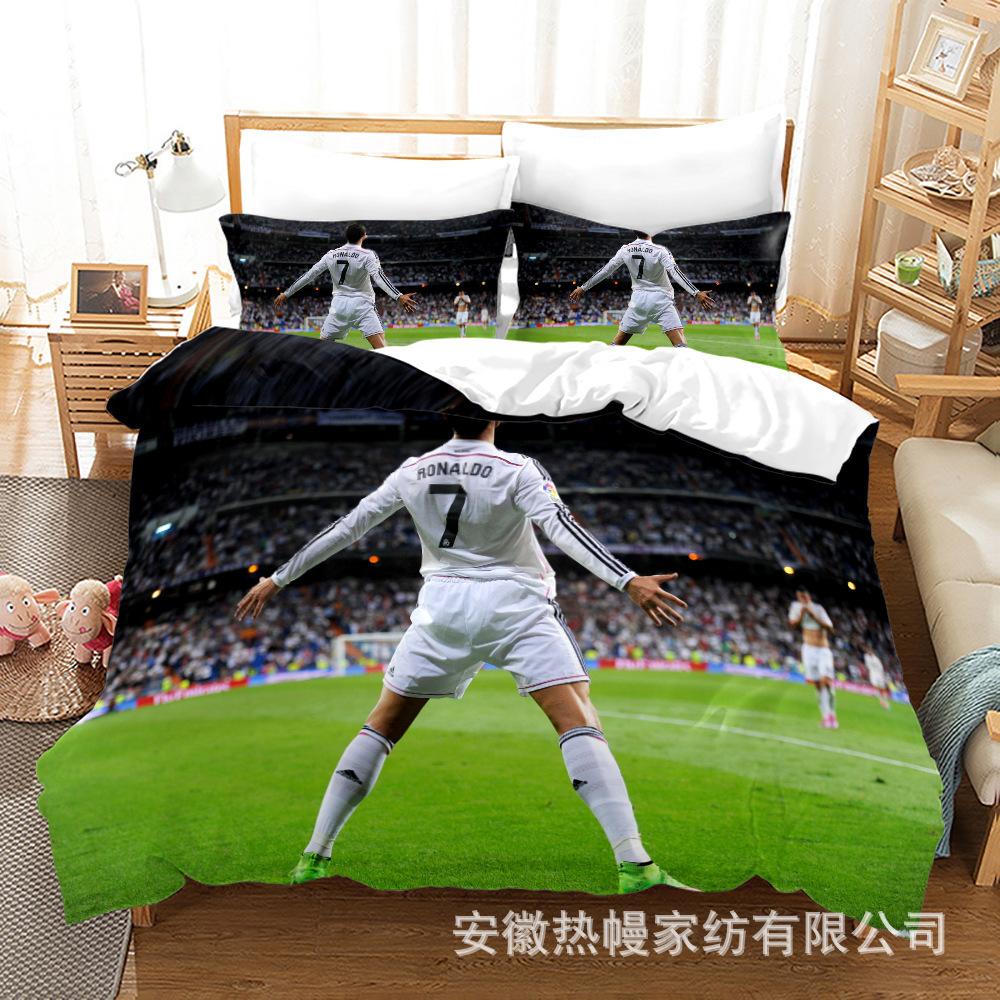 3D Three-Piece Size Football Quilt Cover Quilt Cover Home Textile