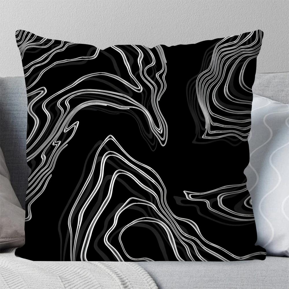 

1pc Irregular Black And White Lines Pillow Case Square Pillow Bedroom Sofa Leisure Comfort Car Living Room Home Decoration 40X40 16x16Inch