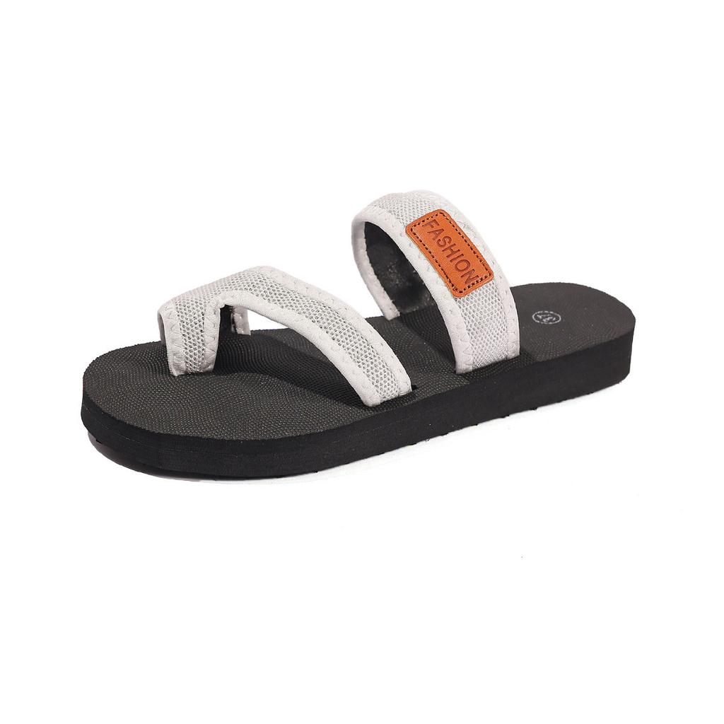 Summer set of toe large size cool slippers new round head fashion casual cross one-word thick-bottomed beach slippers
