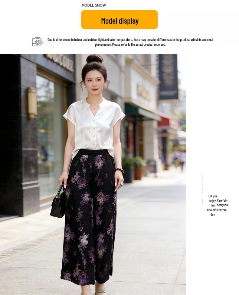 Women's Summer Wide-Leg Nine-Point Drape Pants - Loose, Slimming Straight-Leg Casual Culottes