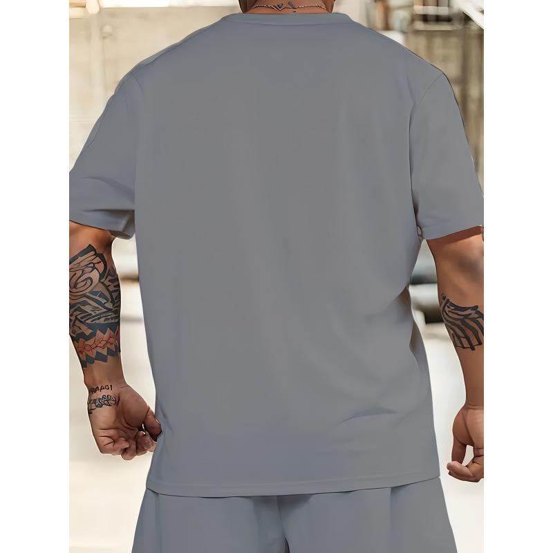 Stylish Men's Printed Fun Set, Oversized T-shirt and Shorts for Shopping and Travel PLUS SIZE
