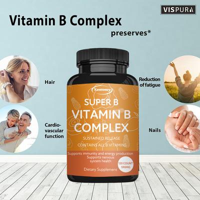Vitamin B Complex Capsules Support the Health of the Nervous and Immune Systems and Promote Metabolism.