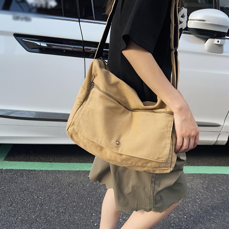 4-Color Large Capacity Canvas Crossbody Hobo Bag - Durable, Adjustable, Trendy Sling