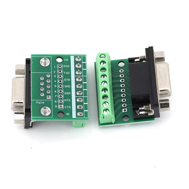 Stlxy DB9 Male Female Adapter Signals Terminal Module RS232 RS485 Serial To Terminal 9-Pin 9-Hole Connector