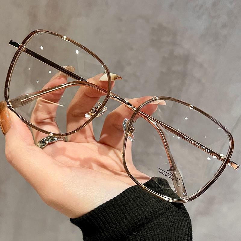 Retro Square Large-Frame Plain-Colored Anti-Blue-Light Glasses Myopia Glasses For Men And Women Mh9060