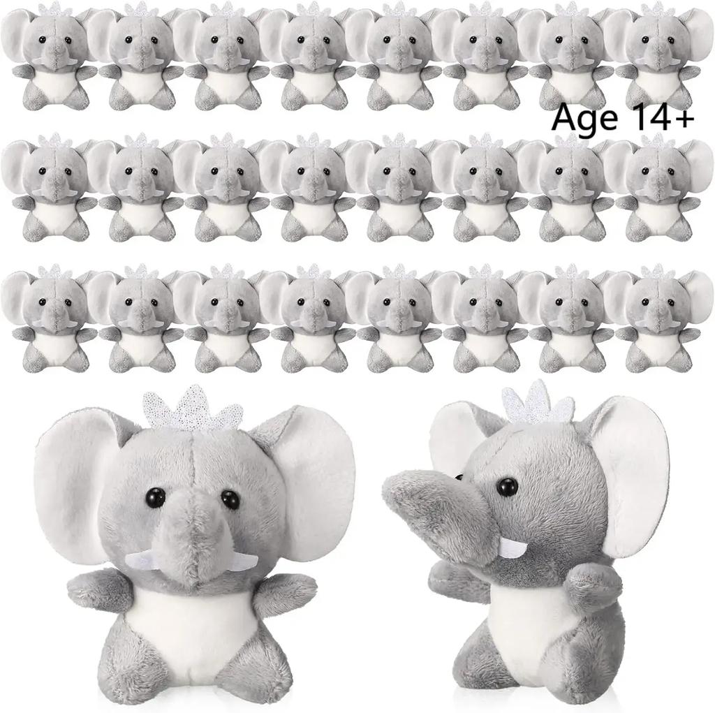 8-4S Mini Elephant Stuffed Animals 4Inch Cute Elephant Plush Toys Baby Stuffed Elephant Toy for Baby Shower Birthday Gifts