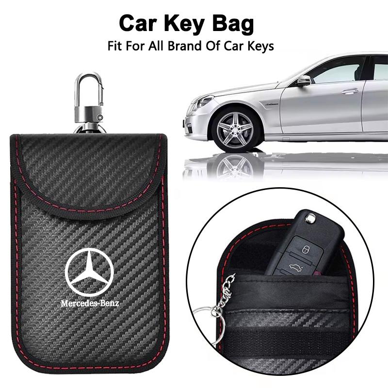 For Mercedes Benz W211 W203 W204 W210 W124 AMG W202 W212 W222 Car Key Case Signal Blocker Bag RFID Shielding Pocket Accessories NP1