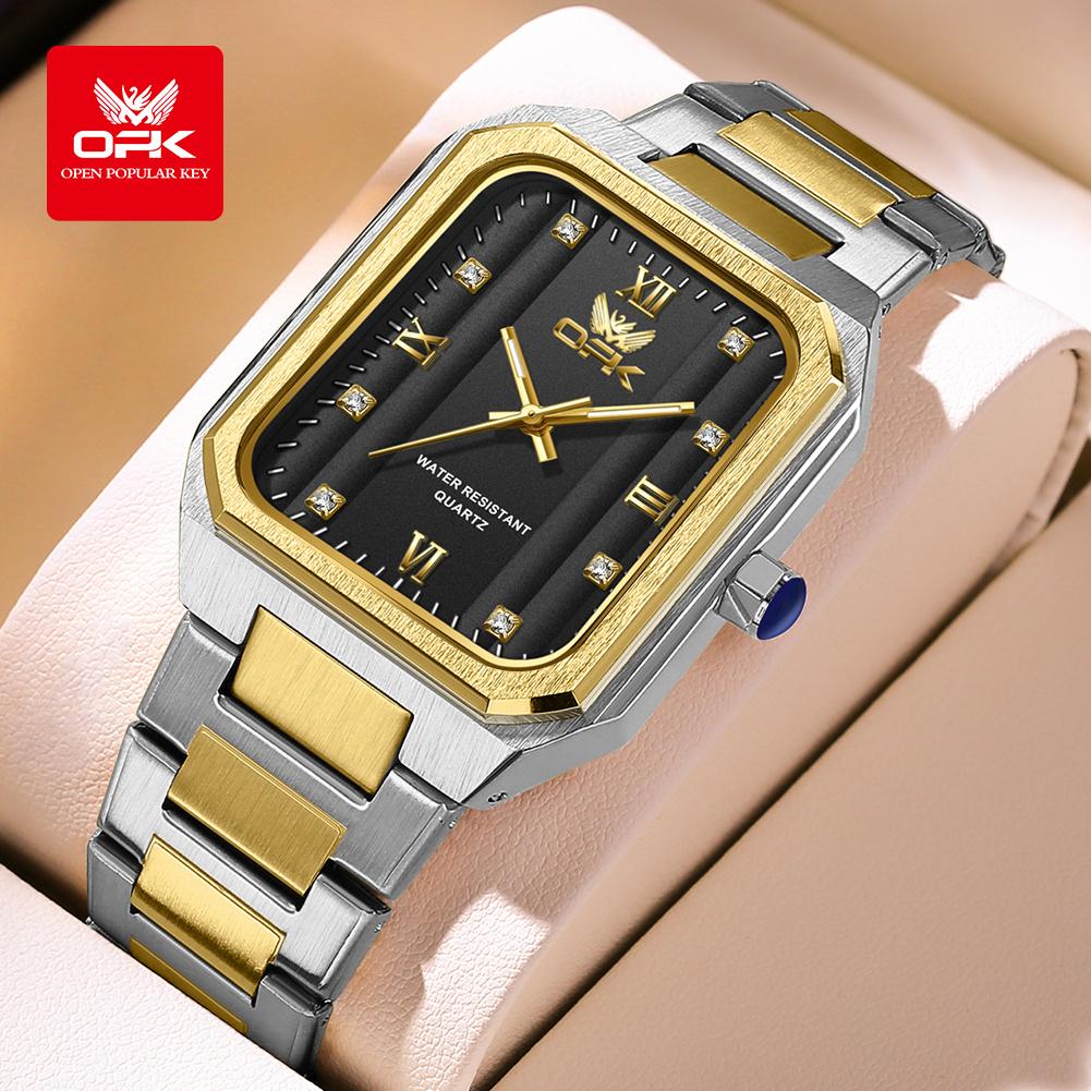 OPK 6043 Mens Watch Original Simple Fashion Quartz Wristwatch Waterproof Luminous Watches For Men Zircon Scale With Box Reloj