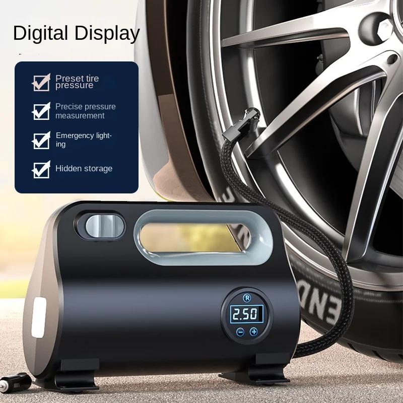 Smart Wireless Tire Inflator with LED Digital Display, Auto Stop Preset Pressure, Mini Portable for Car, Motorcycle, Bike, Ball