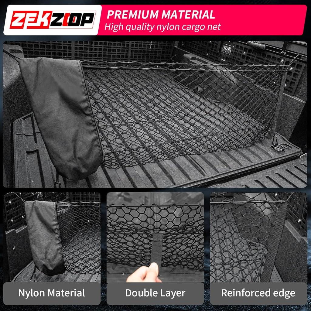 Cargo Net Compatible with 2024 2025 2026 Toyota Tacoma Envelope Style Truck Storage Net Dense Mesh with Free Storage Bags for 2025 Tacoma Exterior