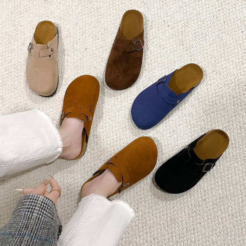 Fashion Classic Fashion Women's Suede Mules Slippers Men Clogs Cork Insole Sandals with Arch Support Outdoor Beach Slides Home Shoes