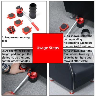 13pcs Professional Furniture Moving Roller Set with Wheel Bar Adjustable Height Removal Lifting Tool Set Wheel Bar Mover