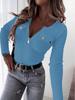2025 Women's Ribbed Knit Slim-Fit V-Neck Long Sleeve Pullover with Metal Zipper