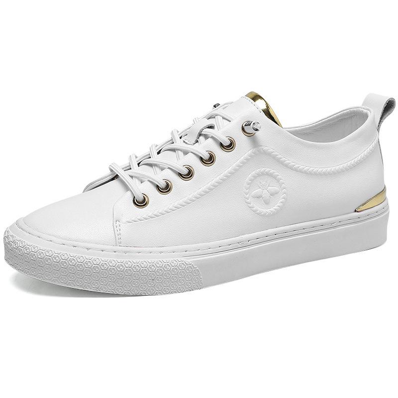 

Новые туфли для мужчин из натуральной кожи, повседневная обувь, модные туфли для скейтбординга на плоской подошве, молодежные крутые кроссовки без застежек 43 белый