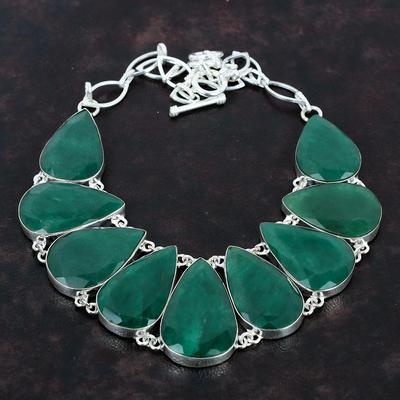 Facettierte sambische Smaragd Halskette 925 Sterling Silber Halskette Verstellbare Kette Halskette echter Edelstein Schmuck handgemachte Halskette für Geschenke