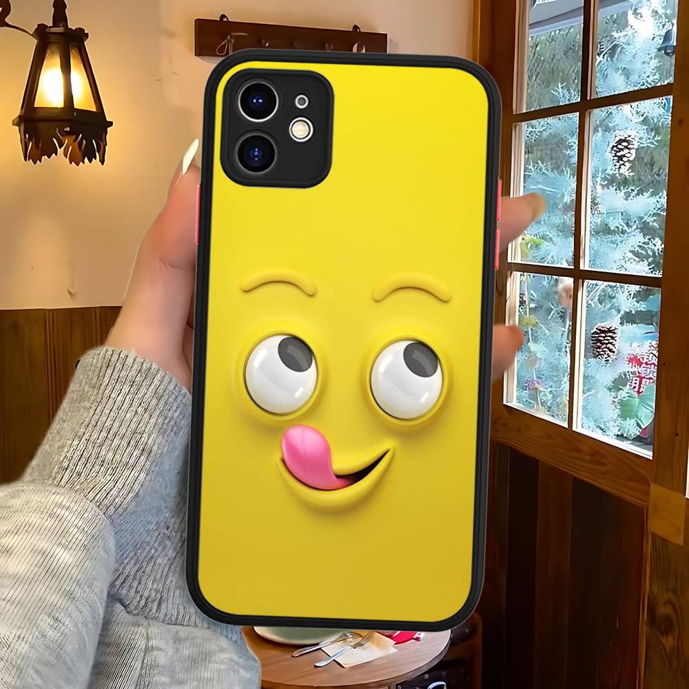 Funny Face Matte Translucent Phone Case For Iphone 16 ProMax 15 14 13 12 11 X XS PRO Plus