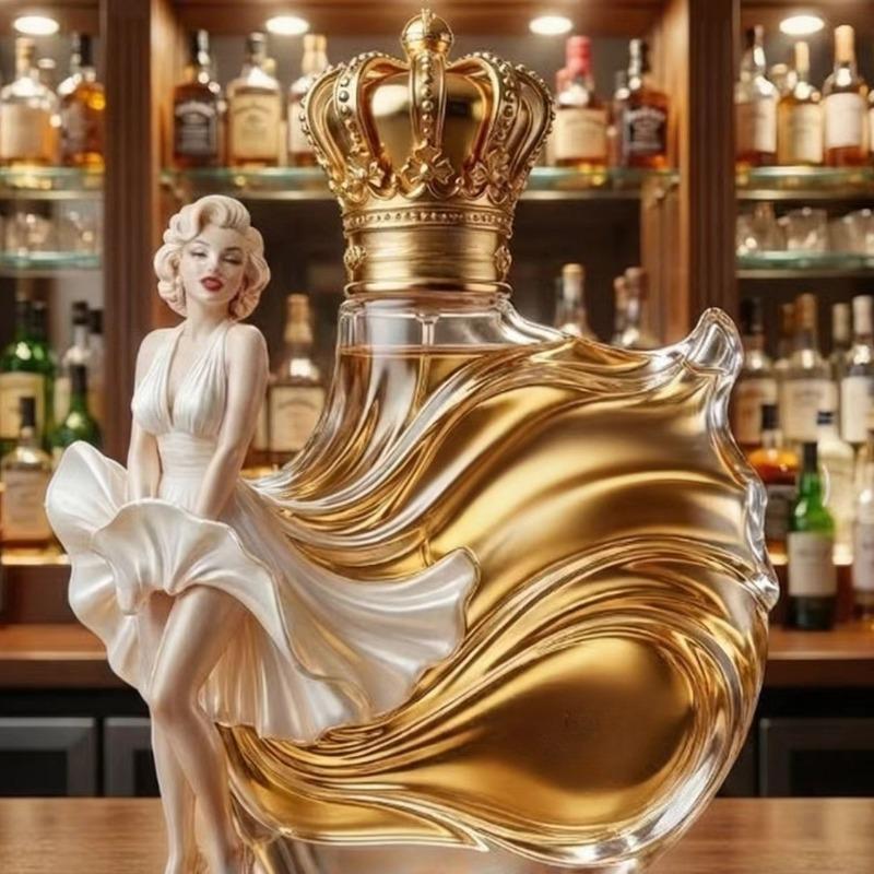 Art Deco Marilyn Inspiriertes Whiskey-Karaffen-Set Einzigartiger Kronenverschluss Spirituosenflasche für die Hausbar