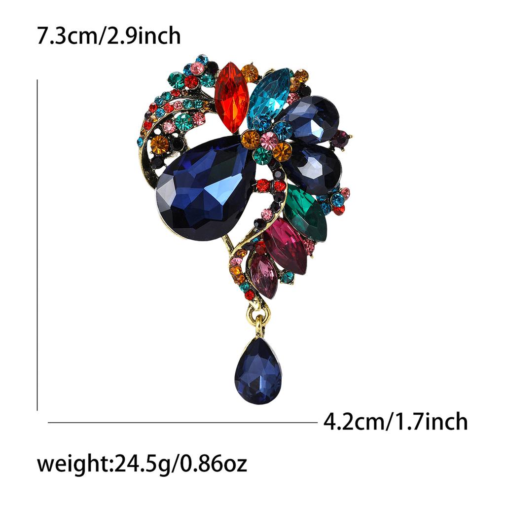 African Exaggerated Personality Colored Large Crystal Glass Brooch Fashion Brooch Women'S Clothing Accessories