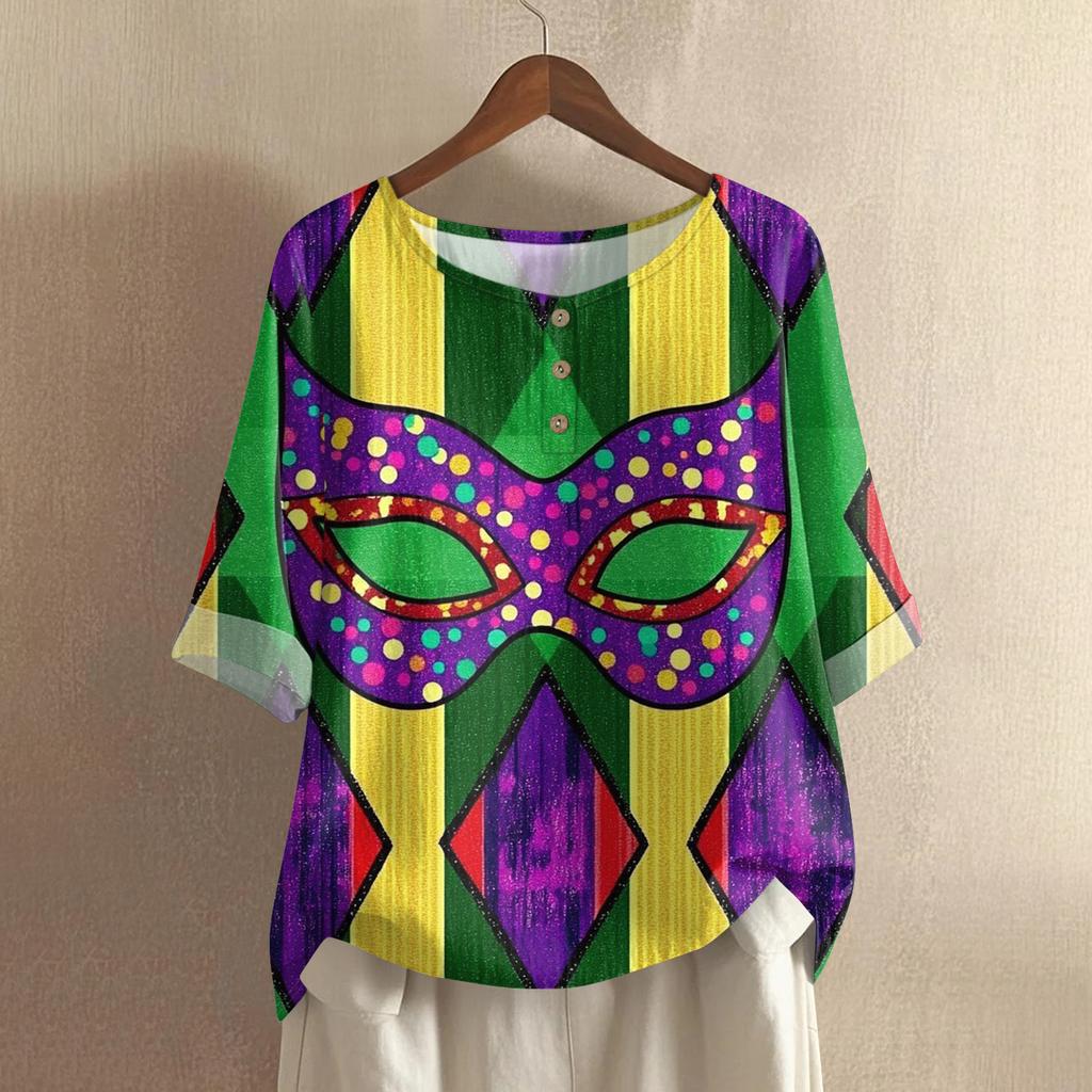 Damska Modna I Codzienna Koszula Z Krótkim Rękawem Z Okrągłym Dekoltem Bawełniana I Lniana Bluzka Top