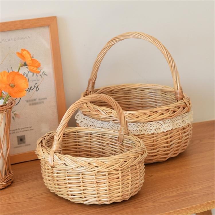 Fruit Bread Basket Breathable Rattan Basket Vegetable Storage Serving Basket for Wedding Home Party Photography