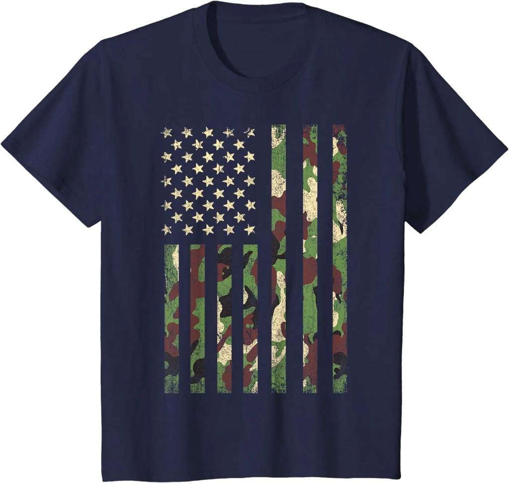Camo American Flag USA Camouflage Men Boys Women Girls Kids T-Shirt