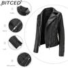 BITCED Fashion Knitted Leather Jacket for Women with Straps Trendy Clothing Casual Jacket