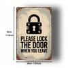 Vintage 8x12\ Lock Door Reminder Metal Sign, Retro Farmhouse Wall Art for Kitchen, Café, Bar & Garage.