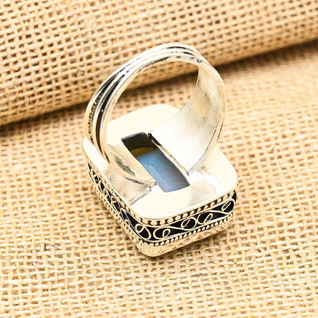 Milky Opal Gemstone Handmade 925 Sterling Silver Ring Jewelry For Engagement Gift