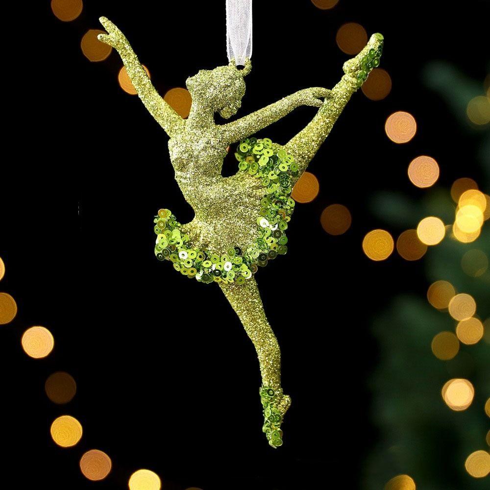 Sparkle Powder Snowflake Elk Ballet Girl Pendants Gold Sequins Christmas Decorations  Navidad Gifts