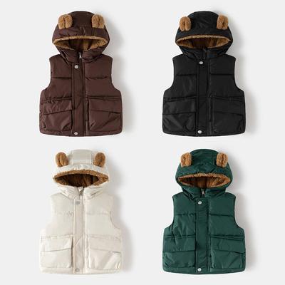 Gilet con cappuccio per bambini ispessito per ragazzo gilet caldo per bambina gilet di velluto per neonata cappotto per bambino medio