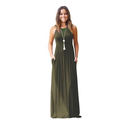 2024 Summer Sleeveless Maxi Dress Women Solid Boho Beach Dress Ladies Evening Party Long Dress Sundress