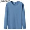 BITCED Men's Spring and Autumn Slim Trend Long-sleeved T-shirt Versatile O-neck Bottoming Shirt