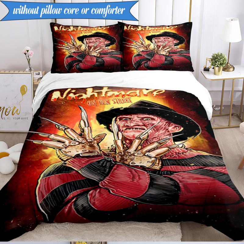 Horror Movie Characters 3pcs K-pop music group Bedding set,Ideal for Bedroom, Dormitory,Including Duvet Cover And 2pcs Pillowcases,Fan gifts