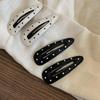 5Pcs Black White Polka Dot Leather Hair Clips Women'S Bangs Bb Clips Cool Sweet Girls Hair Accories Simple Clips