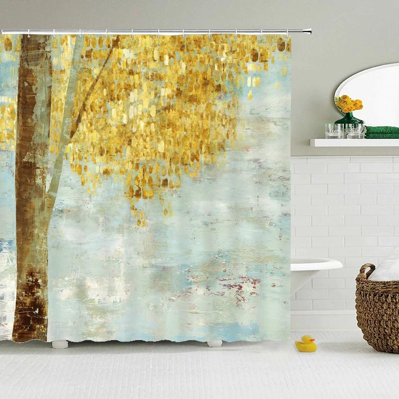 Retro European Shower Curtain ,Flowers Printed Bath Curtain Polyester Fabric Western Style Home Bath Decor Curtains With Hooks