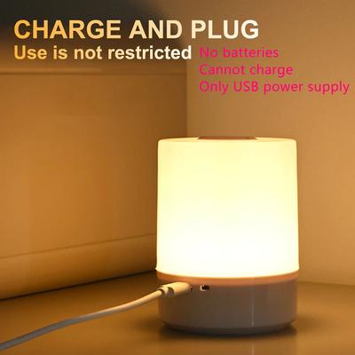 USB Plug-in Power LED Touch Night Light Warm Sleeping Lamp Eye Protection Reading Bedside Table Lamp Home Children Room Bedroom