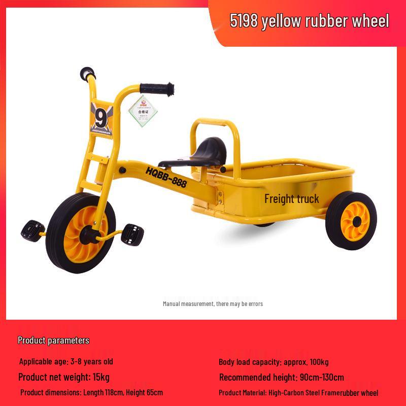 Children's Double Pedal Tricycle with Basket for Outdoor Play