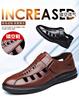 2025 summer men's daily casual leather shoes men's leather hollow breathable sandals hole shoes 5888