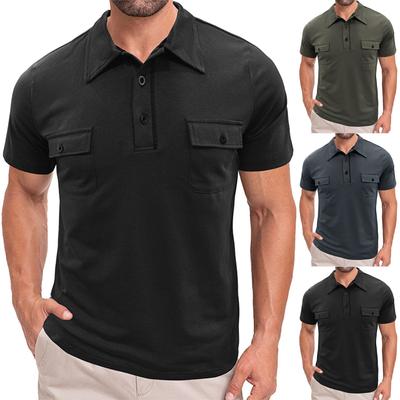 Bărbătesc Outdoor Mânecă Scurtă Hanorac cu Buzunare Duble cu Guler Top și Tricou