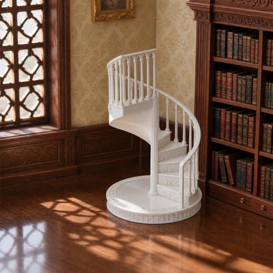Miniatur-Wendeltreppe, Winziges Retro-Treppenmodell, Miniaturtreppen-Nachbildung für Puppenhaus im Maßstab 1:12, Miniatur-Szenen