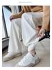 2025 Women's High-Waisted Velvet Pants - European Cotton, Loose Straight-Leg, Autumn/Winter Fashion