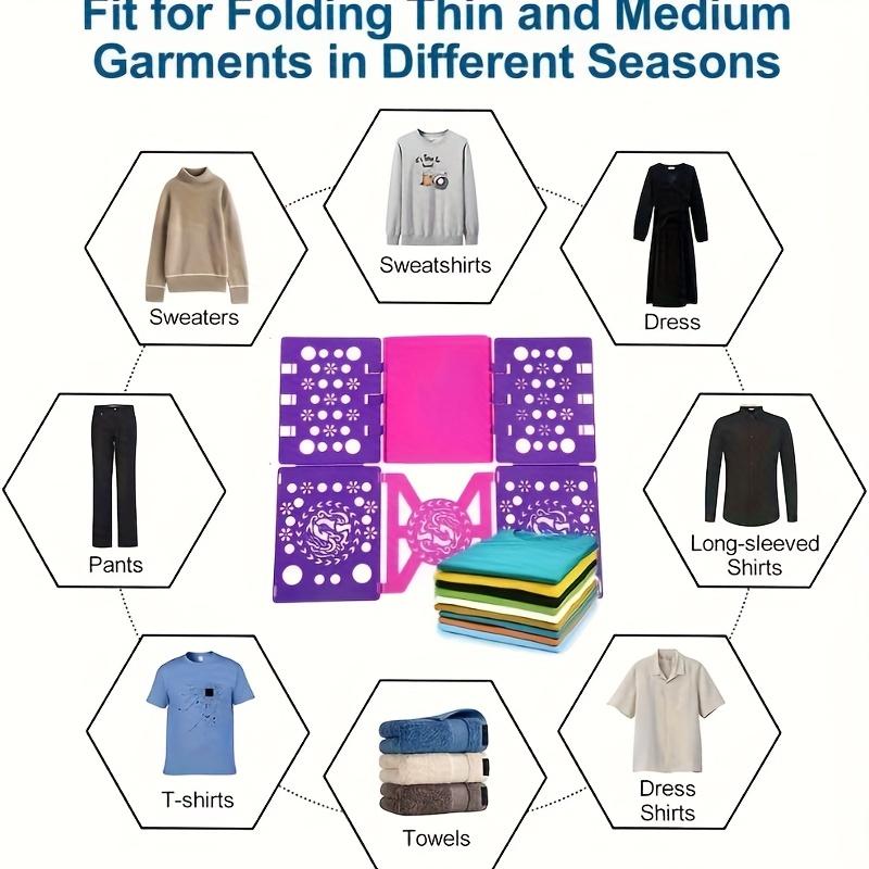 Durable Plastic Shirt Folding Board with 6 Colorful Laundry Folders - Ergonomic Design for Quick Drying, Space-Saving Clothes Organizer for Adults