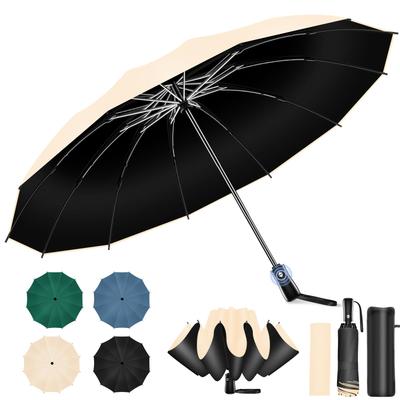 Reinforced Reverse Folding Umbrella with Automatic Reverse Sun Heat UV Rain or Perfect for Rainy Typhoon Heavy Rain Storage Pouch and Extra-Large,