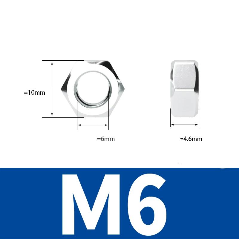 100pcs/lot Metric thread DIN934 M2 M2.5 M3 M3.5 M4 M5 M6 Steel Hex Nuts