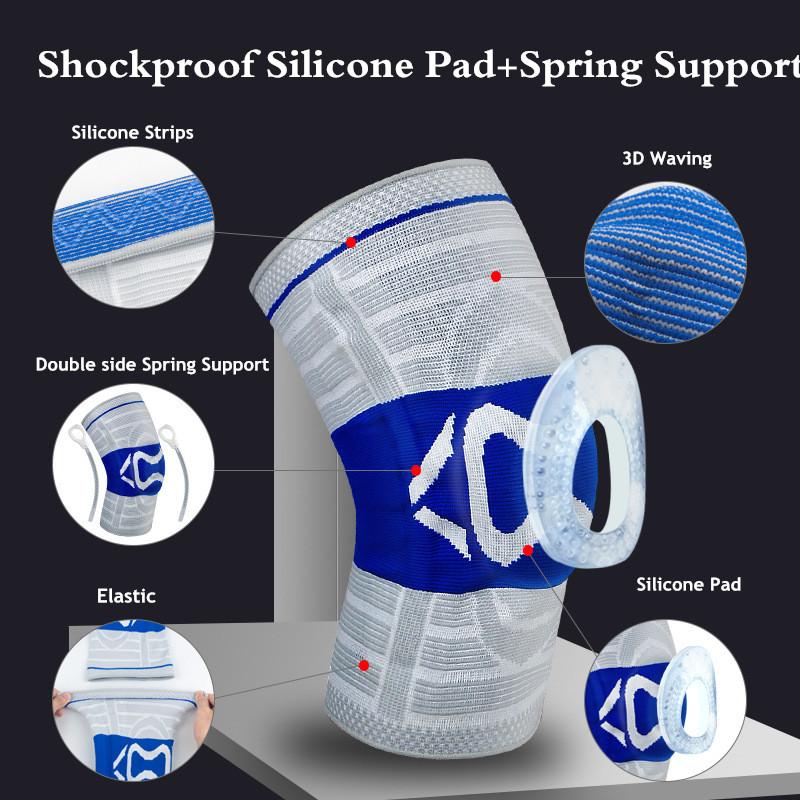 1 pz Ginocchiera Cinghia Rotula Supporto Mediale Forte Menisco Silicone Compressione Protezione Sport Ginocchiere Corsa Pallacanestro