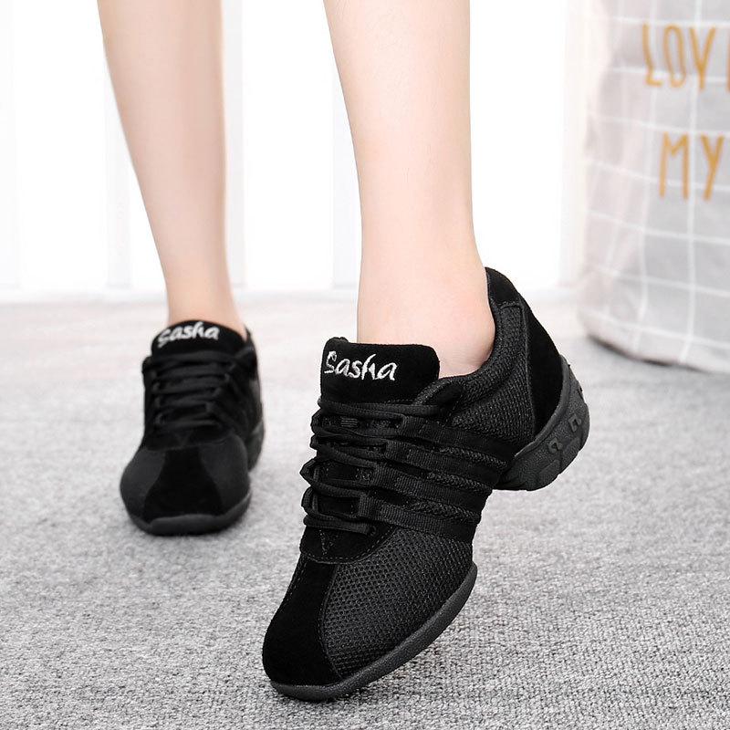 Modern Dance Shoes Mesh Square Shoes For Women Jazz Dancing Sports Shoes Breathable Fitness Sneakers Canvas Shoes